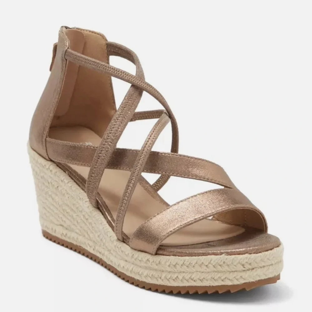 NEW! Eileen Fisher Wanda Metallic Suede Espadrille - Size 8.5
